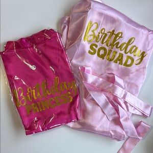 Birthday Squad and Princess Squad Satin Robes Girls size 8/10 - Pink and Gold
